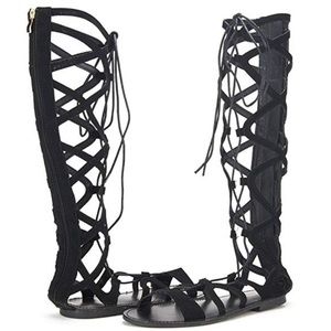 NEW NEVER WORN -Strappy Lace Up Knee High Sandals